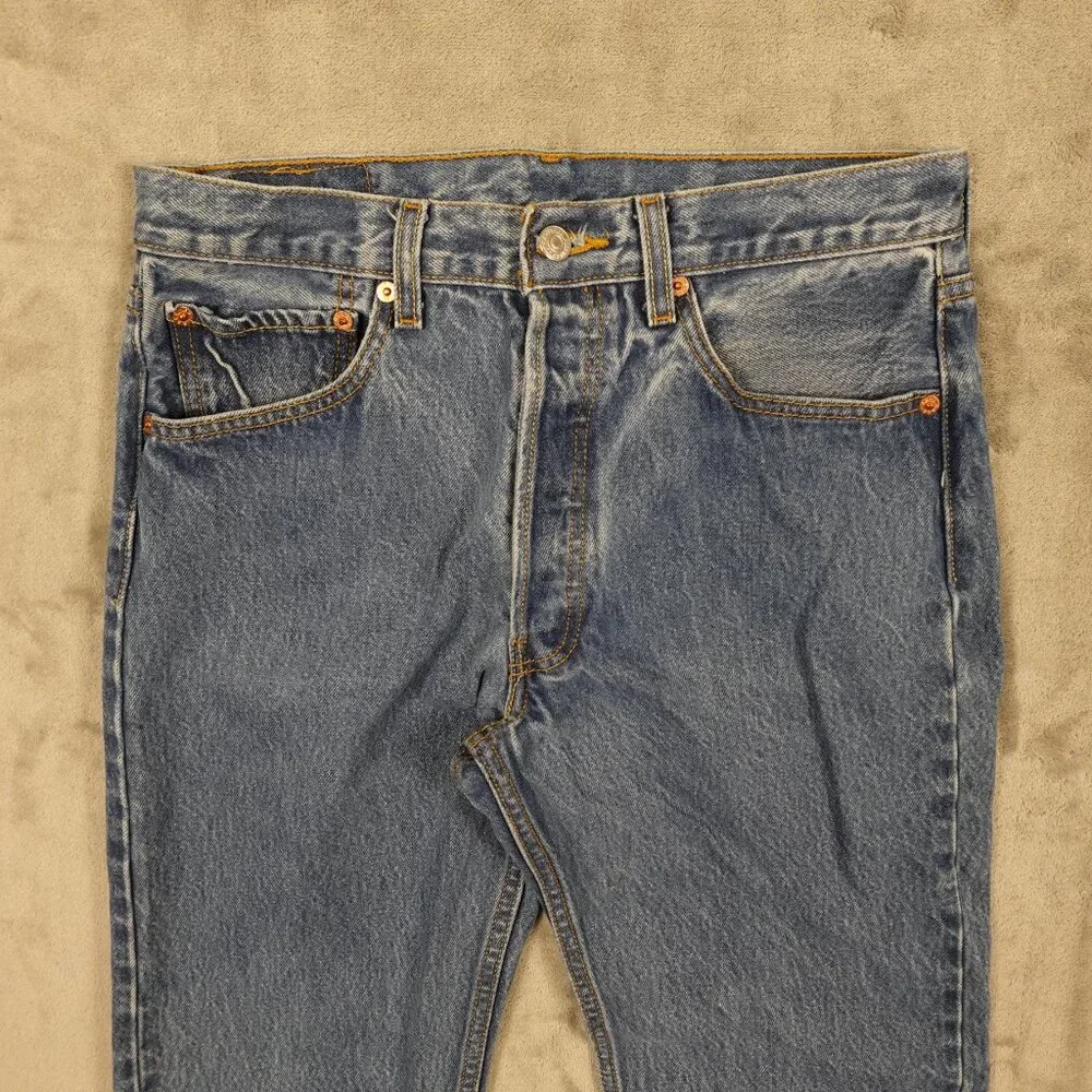 Levi's jeans 501 Original Fit straight men's 33x32 stonewash blue‎ denim red tab